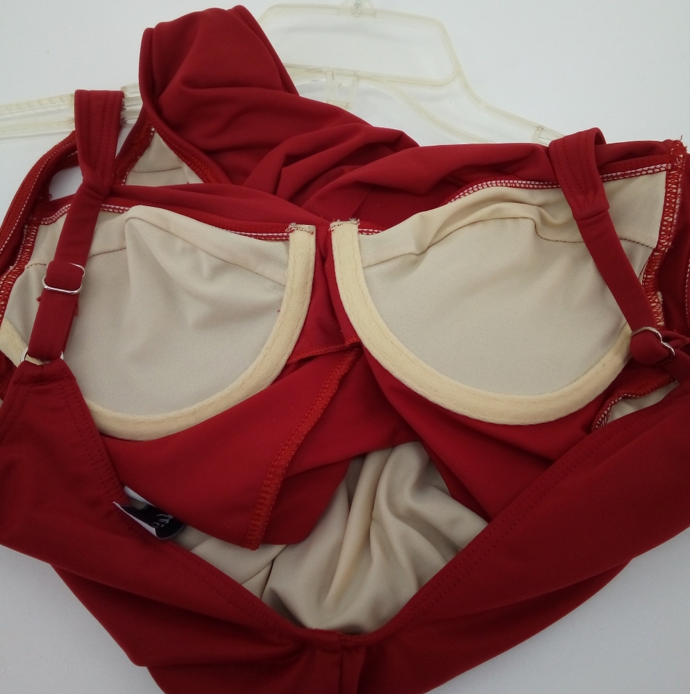 Miraclesuit Red Solid Flattering Draped One Piece… - image 7